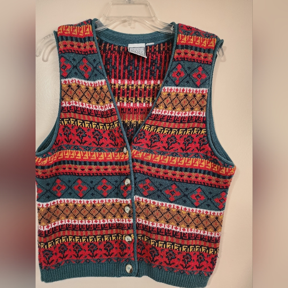 Colorful Patterned Knit Vest
